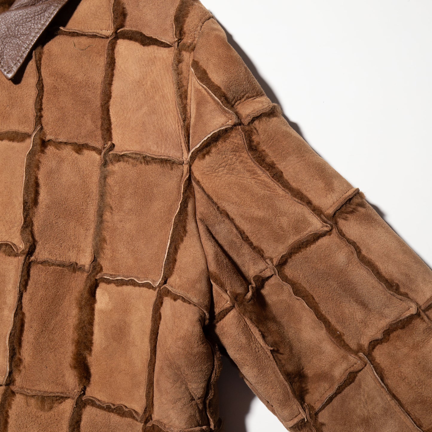 vintage patchwork shearling  jacket