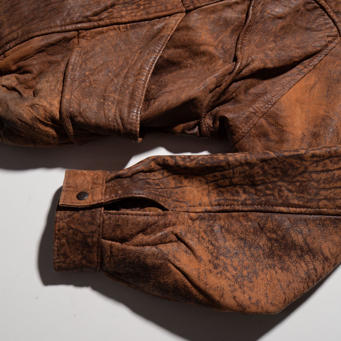 vintage faded leather aviator jacket