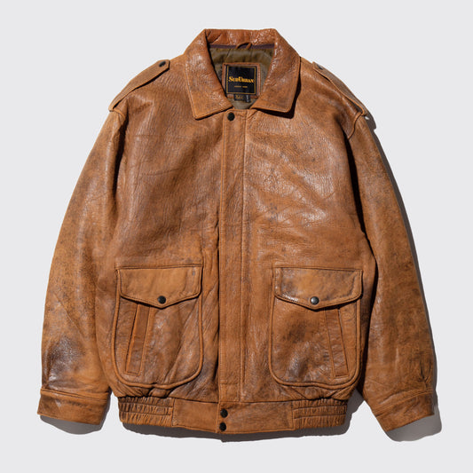 vintage faded aviator leather jacket