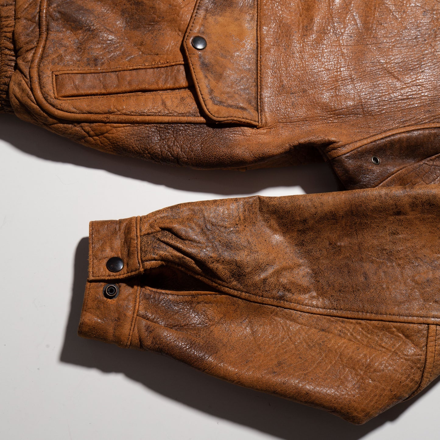 vintage faded aviator leather jacket