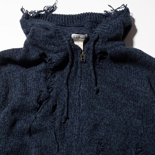 vintage broken melange knit hoodie