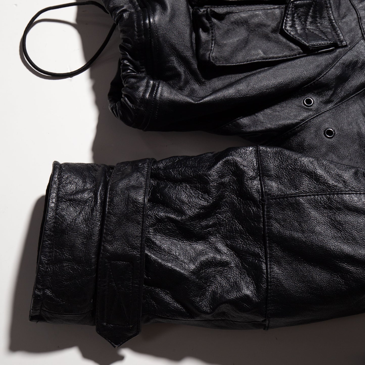 vintage short utility leather jacket