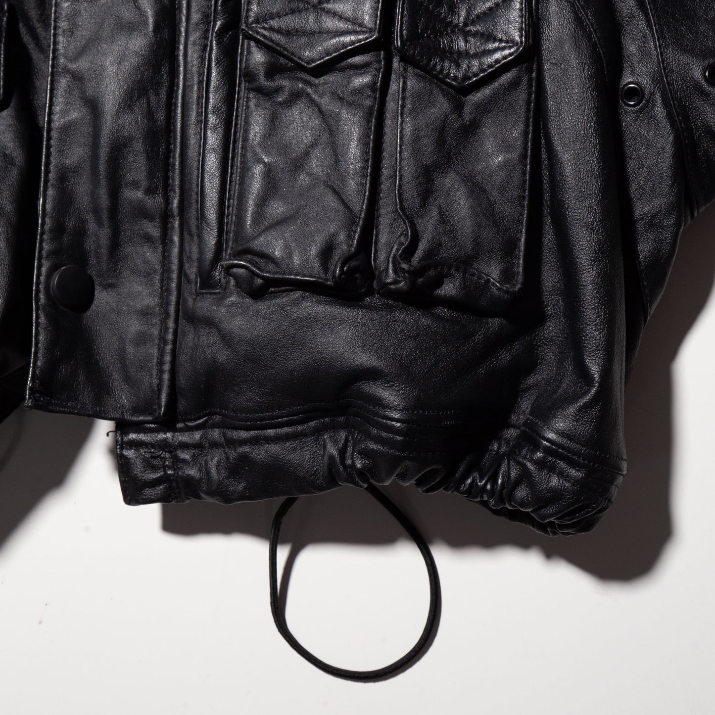 vintage short utility leather jacket