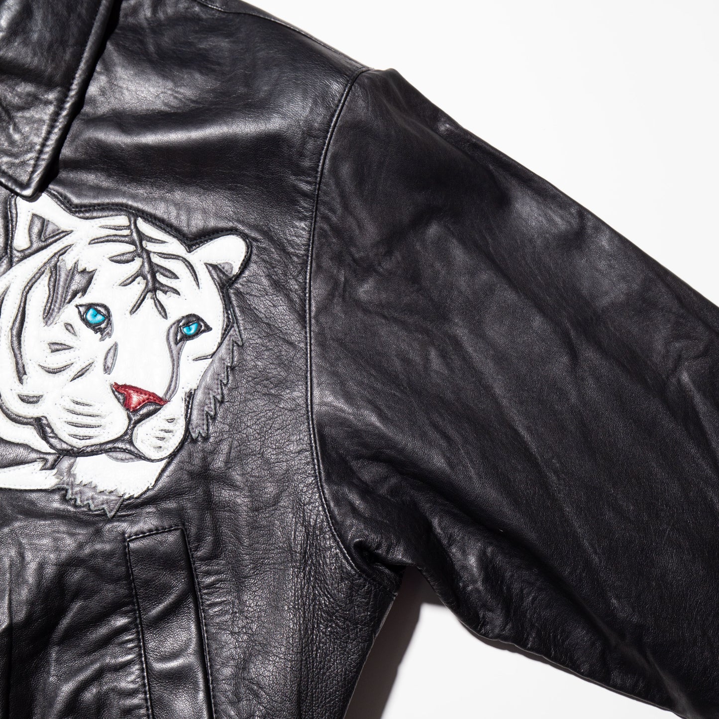 vintage tiger short leather jacket