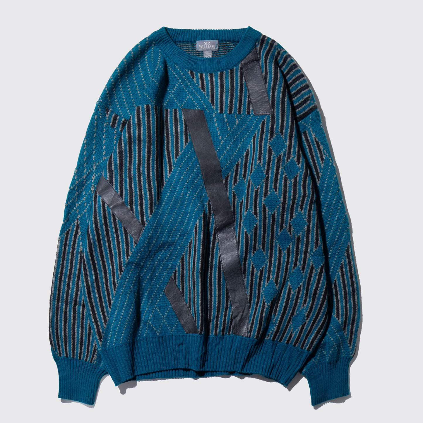 vintage leather combi geometry sweater