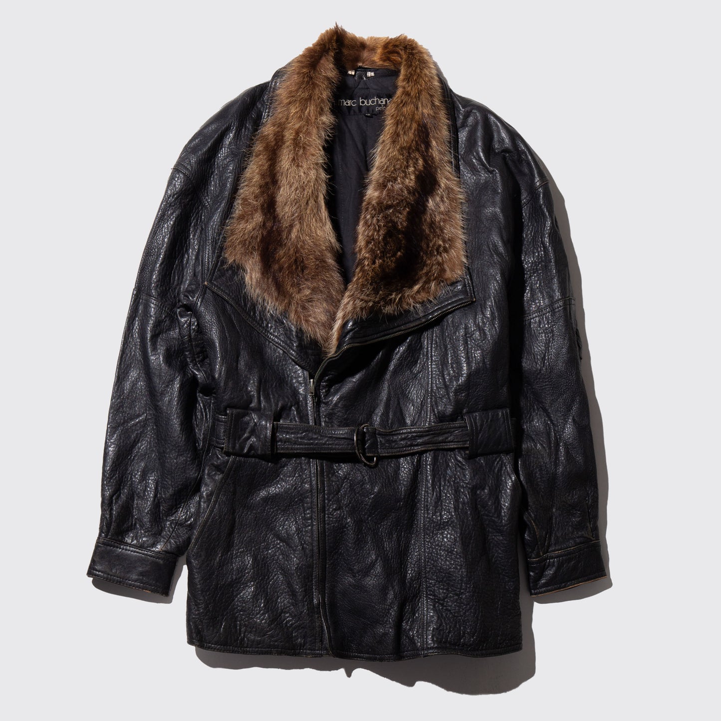 vintage marc buchanan Pelle Pelle fur collar leather coat