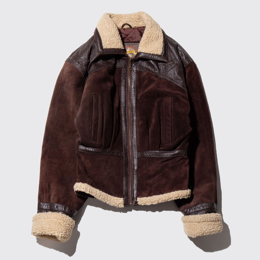 vintage mouton combi leather jacket