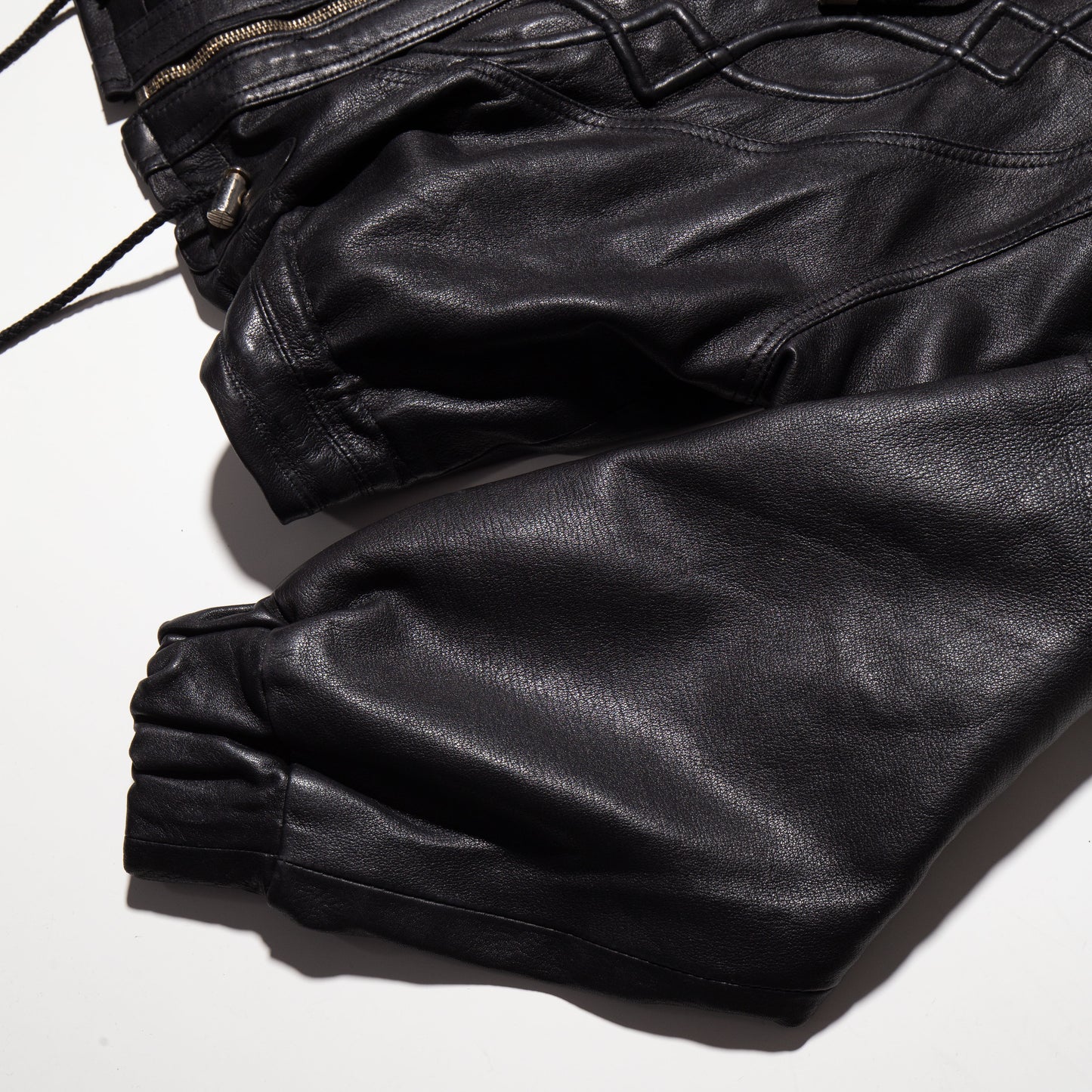 vintage corded short leather jacket