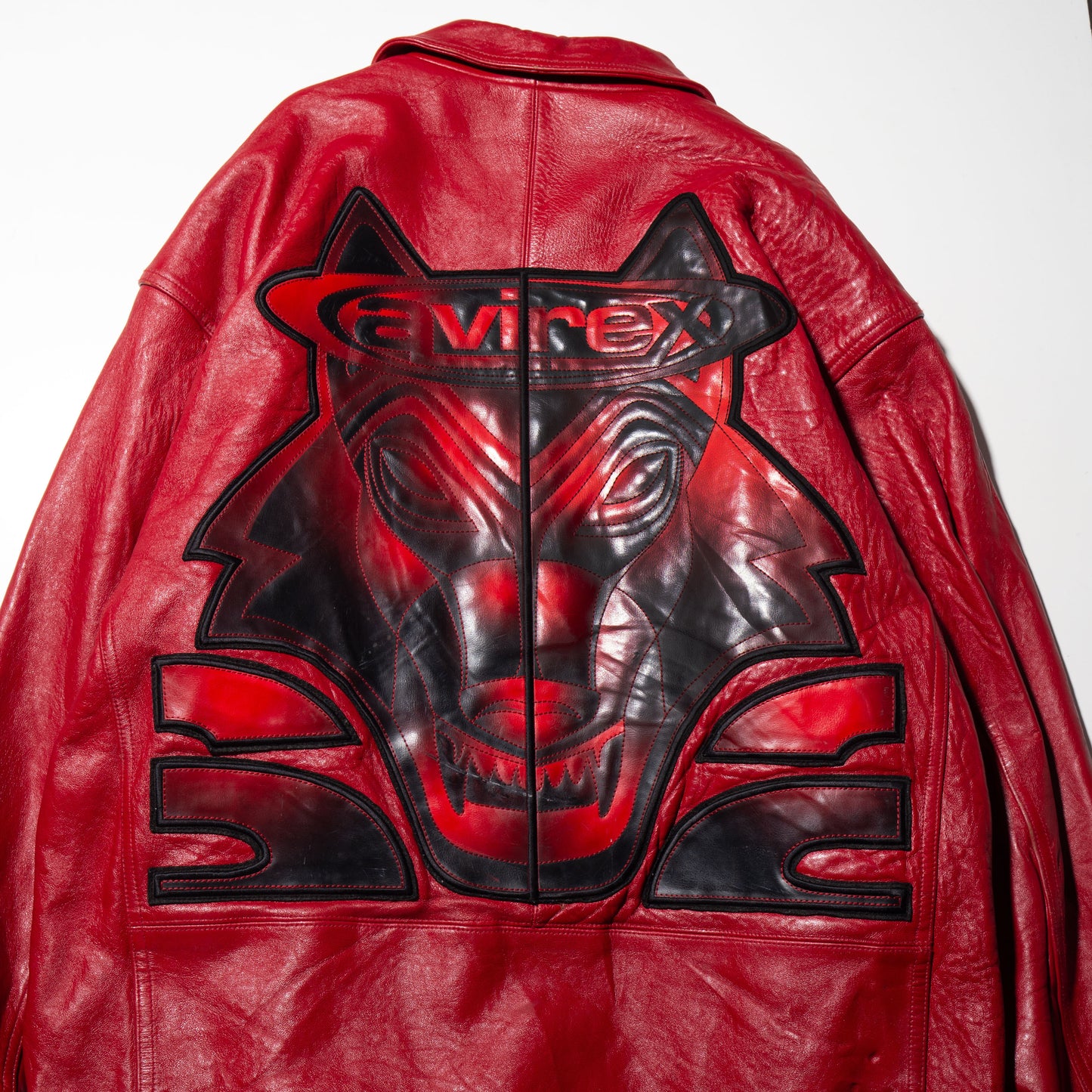 vintage avirex wolf loose leather jacket