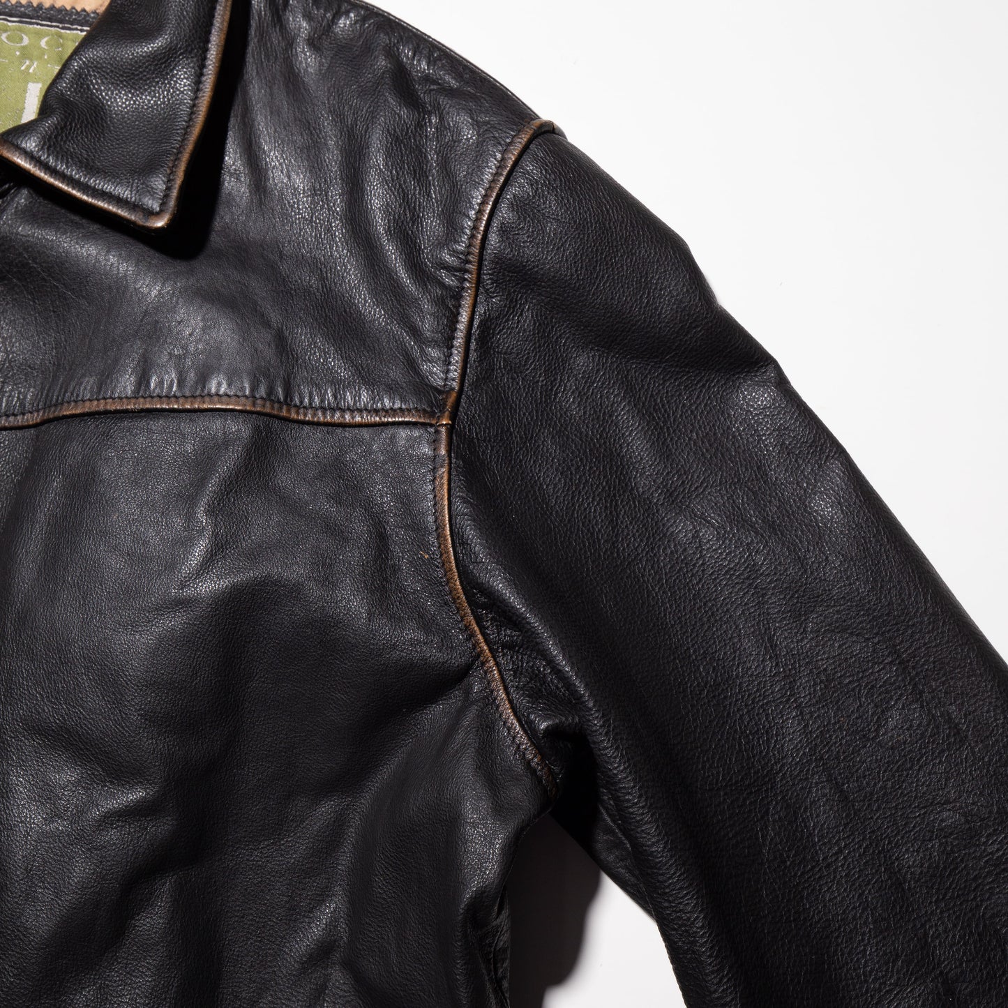 vintage fade loose leather jacket