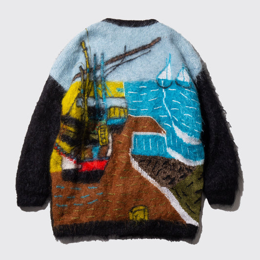 vintage landscape loose mohair knit jacket