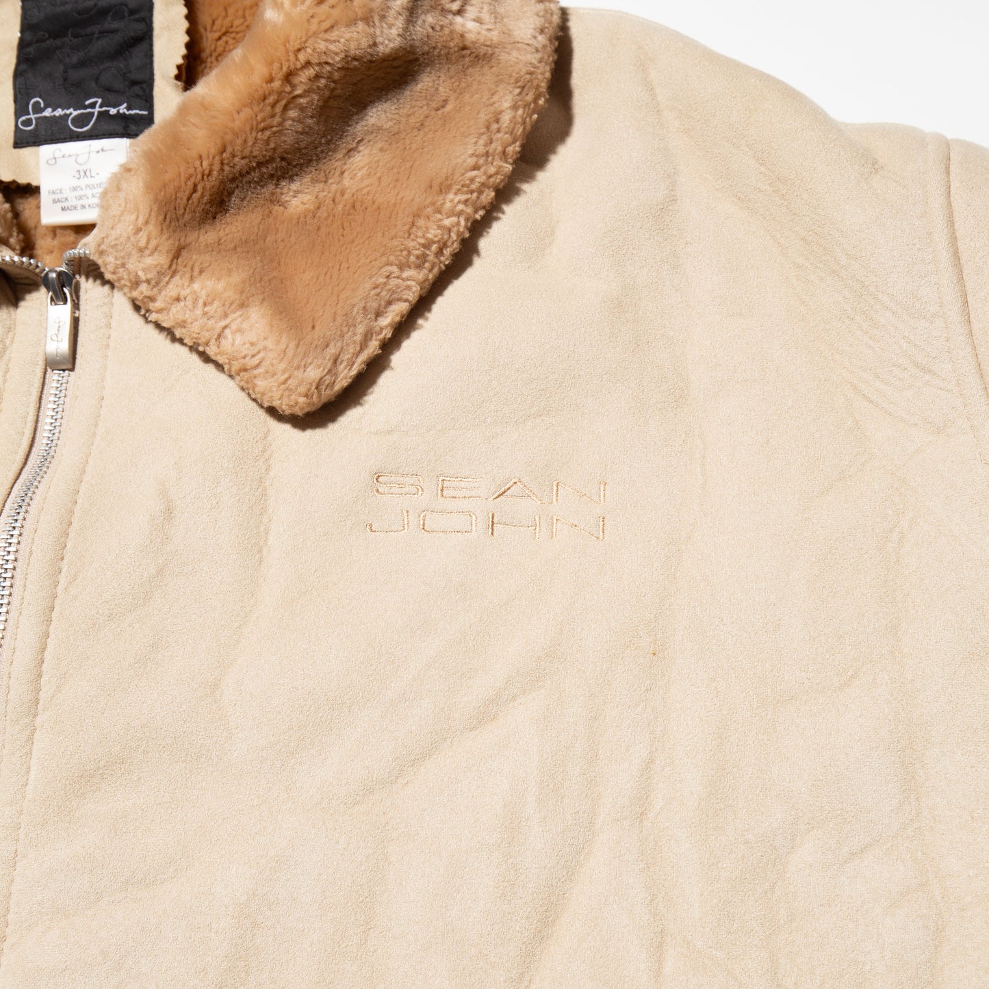 vintage sean john faux leather loose bomber jacket