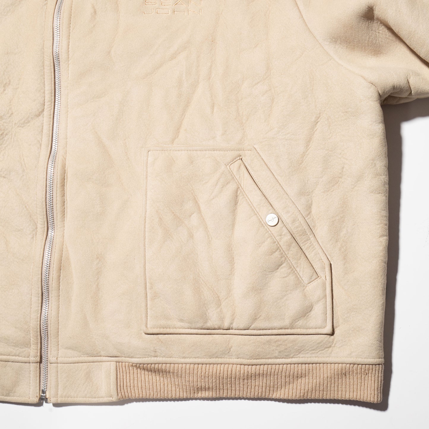 vintage sean john faux leather loose bomber jacket