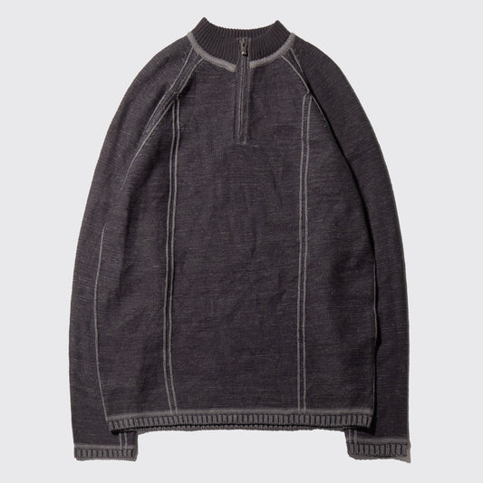 vintage trim half zip sweater