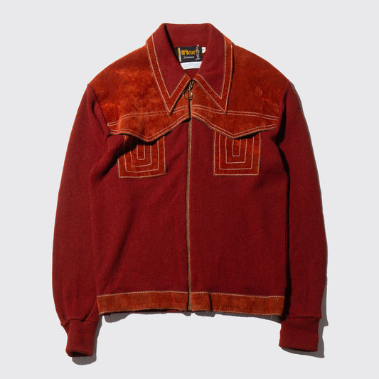 vintage 70's mc briar suede combi knit jacket