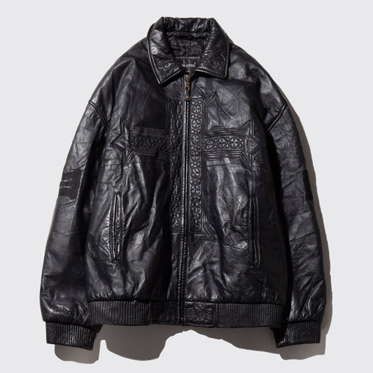vintage 4cross loose leather jacket