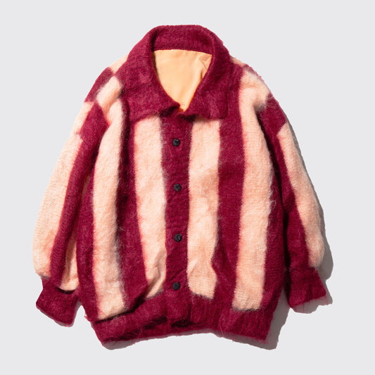 vintage strpe loose mohair knit jacket