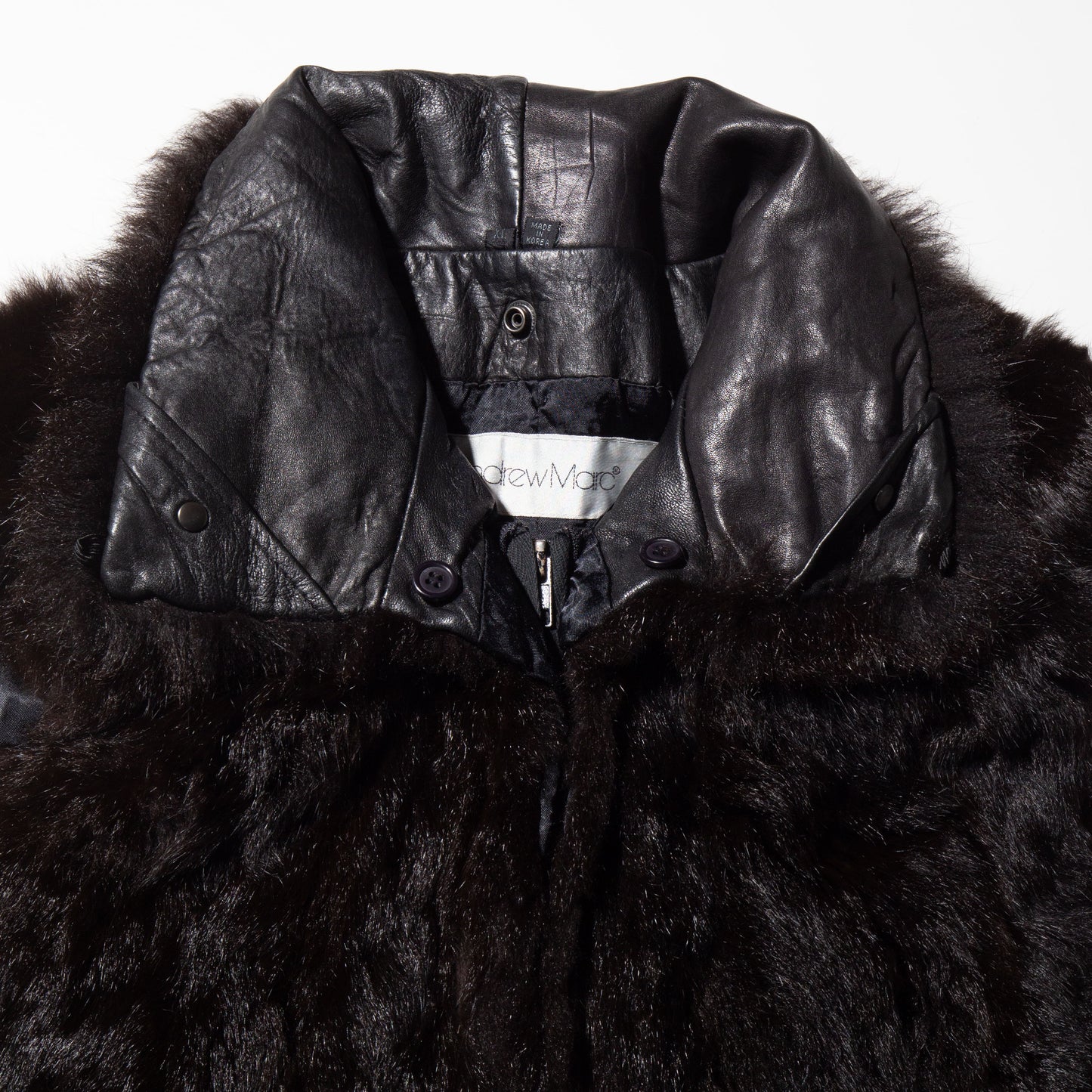 vintage leather collar rabbit fur vest