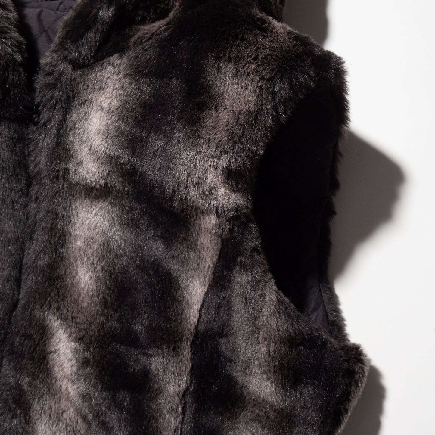 vintage hooded faux fur vest