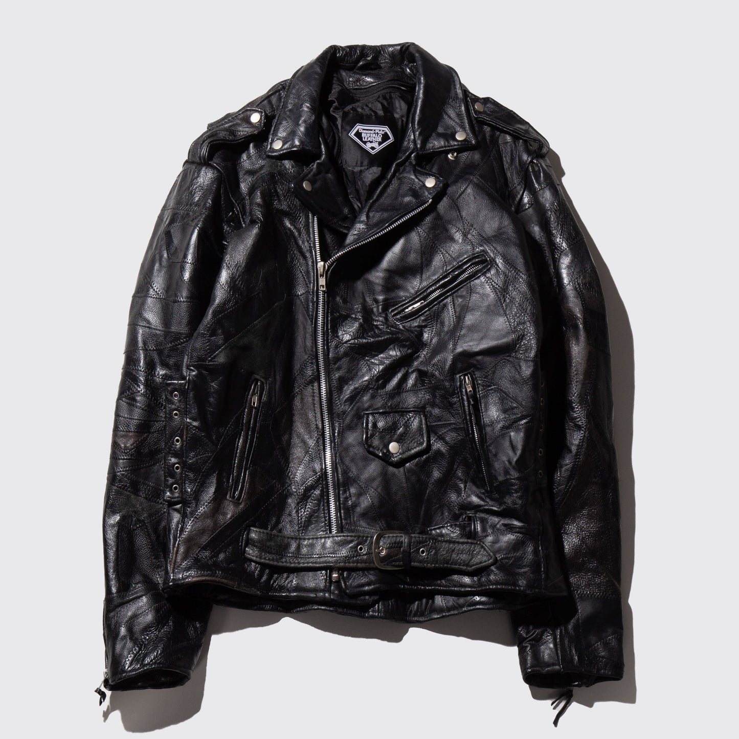 vintage patchwork leather loose riders jacket