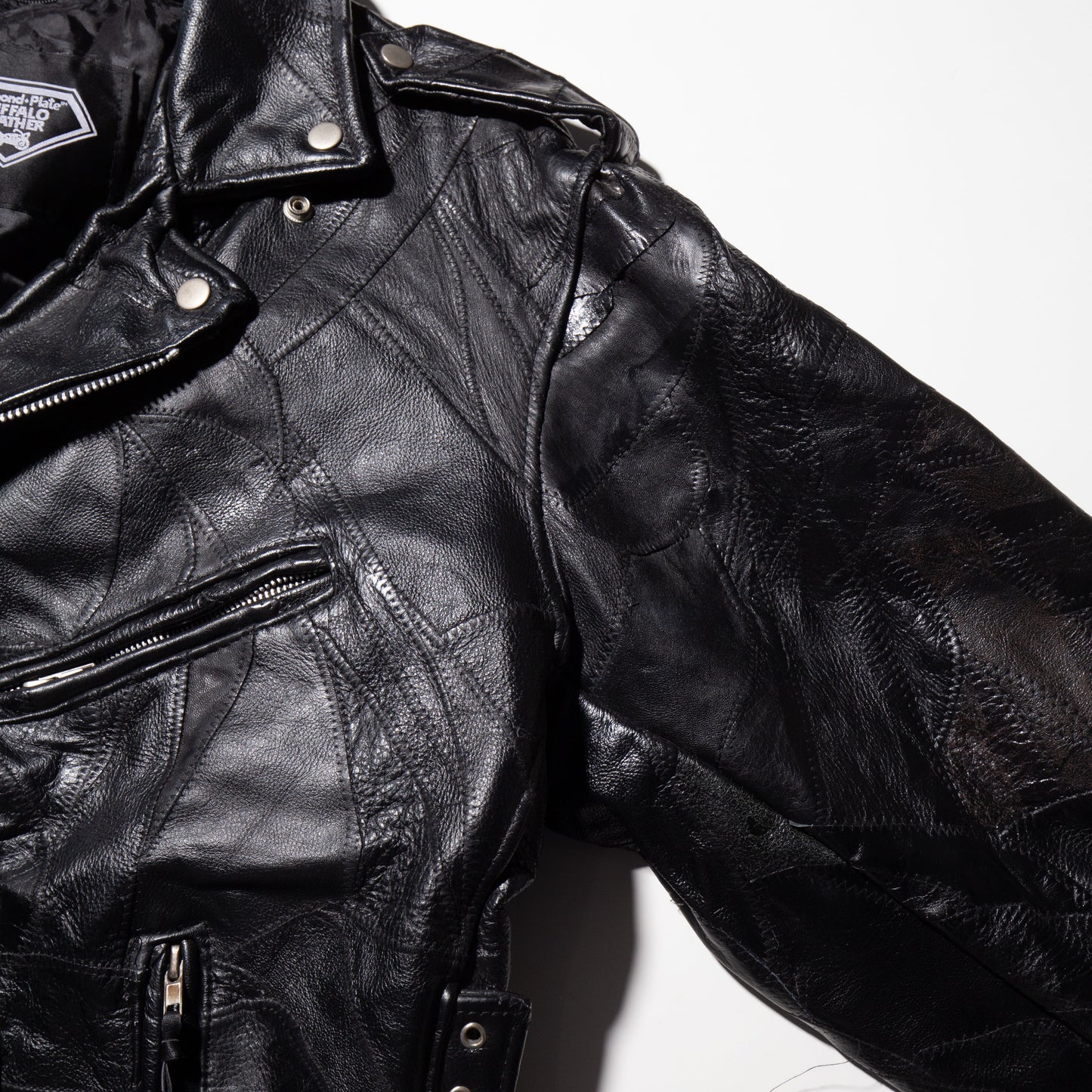 vintage patchwork leather loose riders jacket