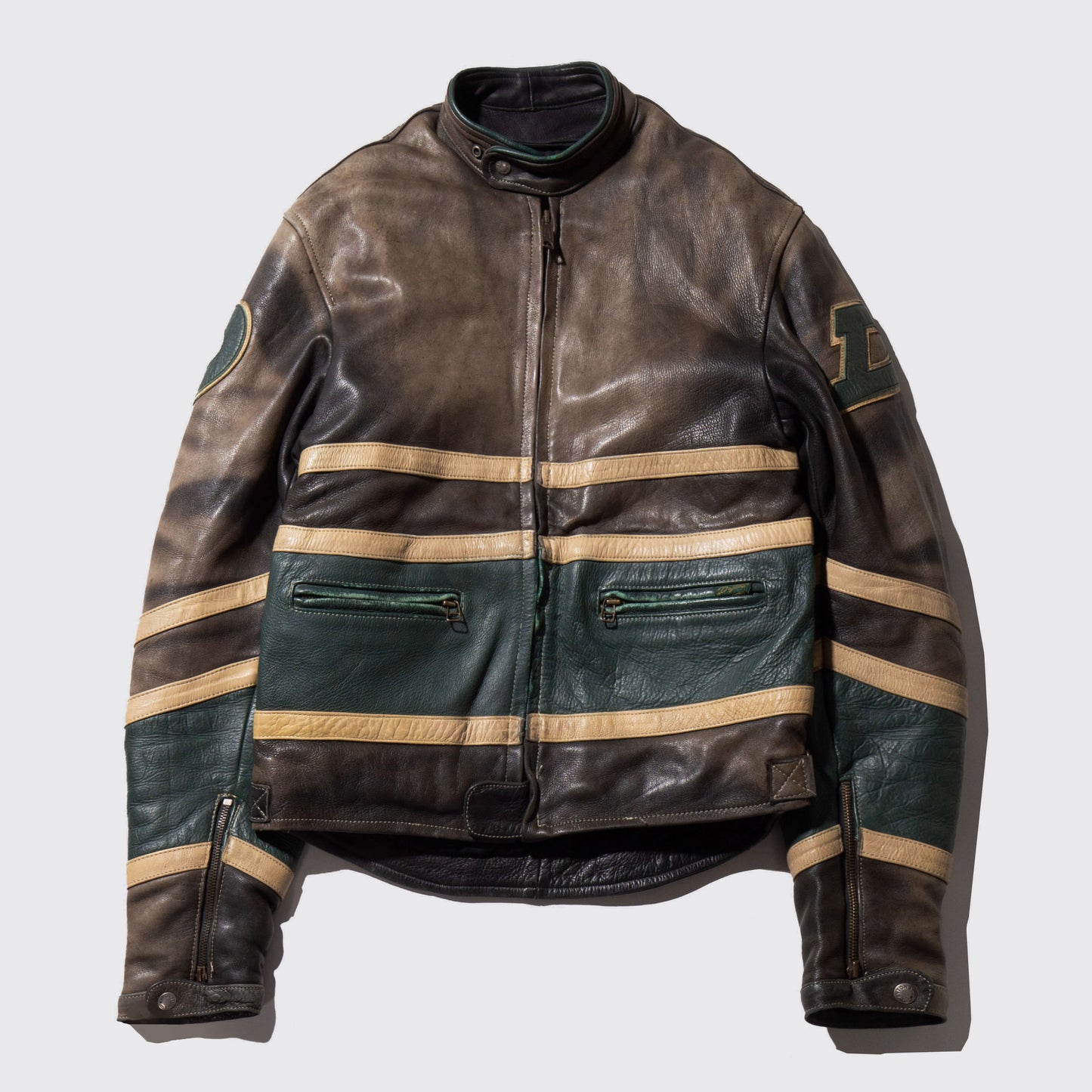 vintage daytona faded motocross leather jacket