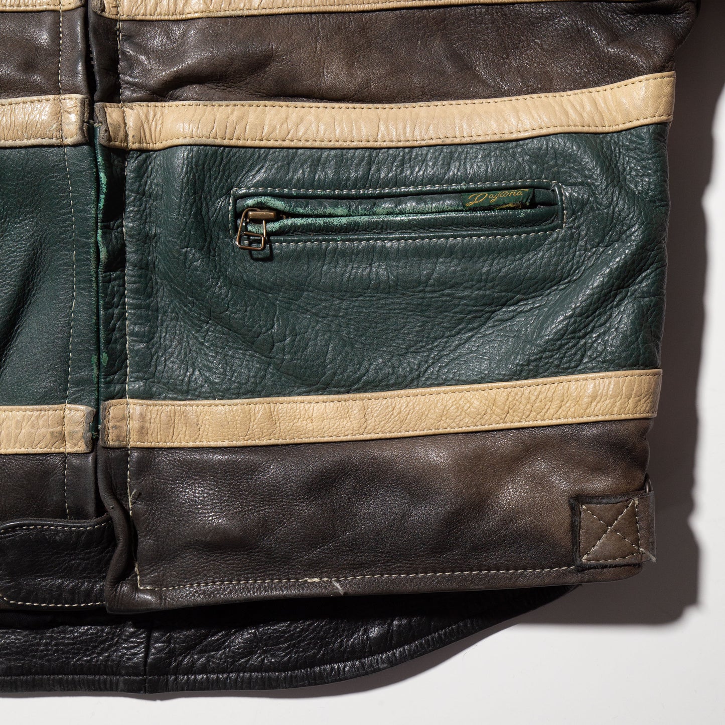vintage daytona faded motocross leather jacket