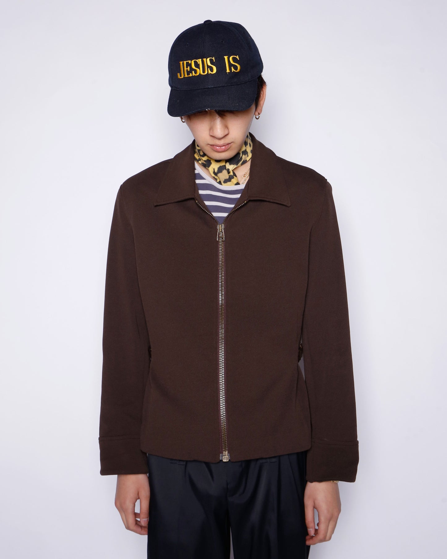 vintage belted zip jacket