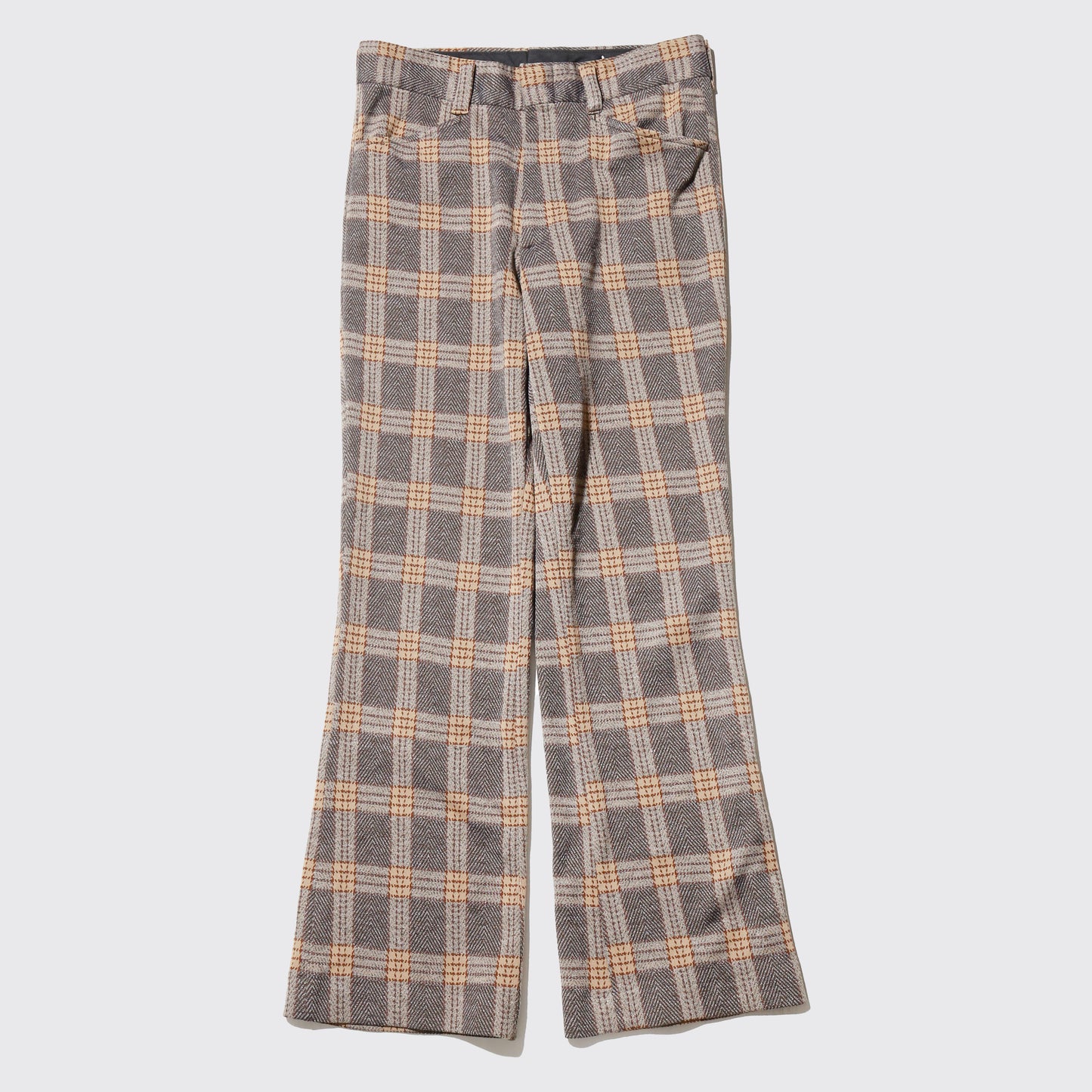 vintage 70's check poly flare slacks