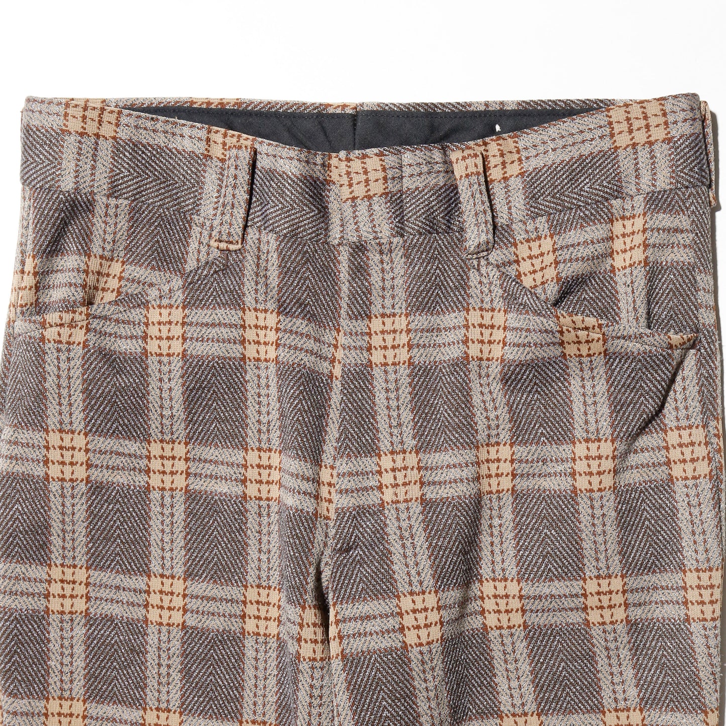 vintage 70's check poly flare slacks