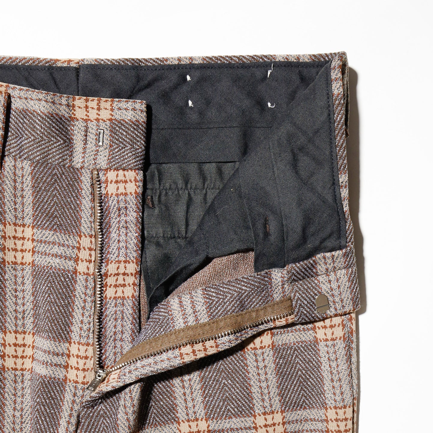 vintage 70's check poly flare slacks
