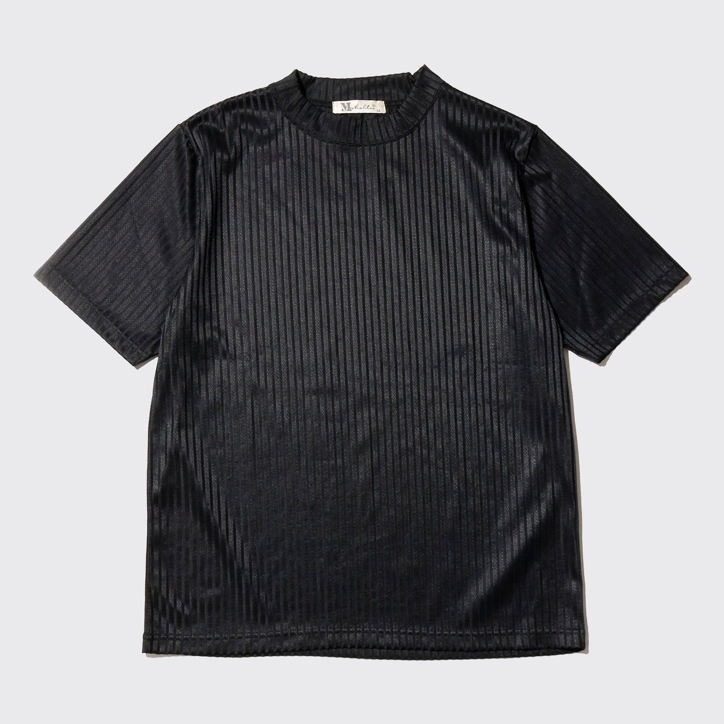 vintage textured stripe moc neck h/s