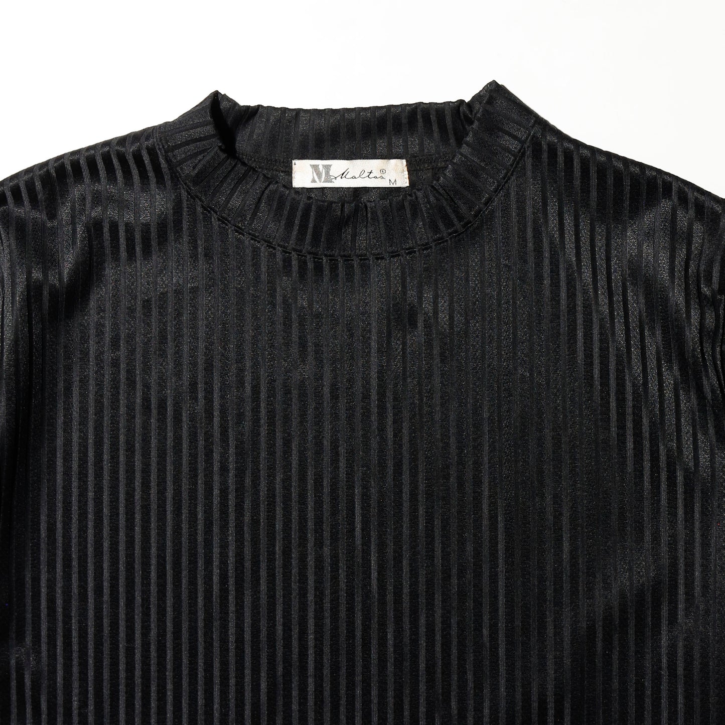 vintage textured stripe moc neck h/s