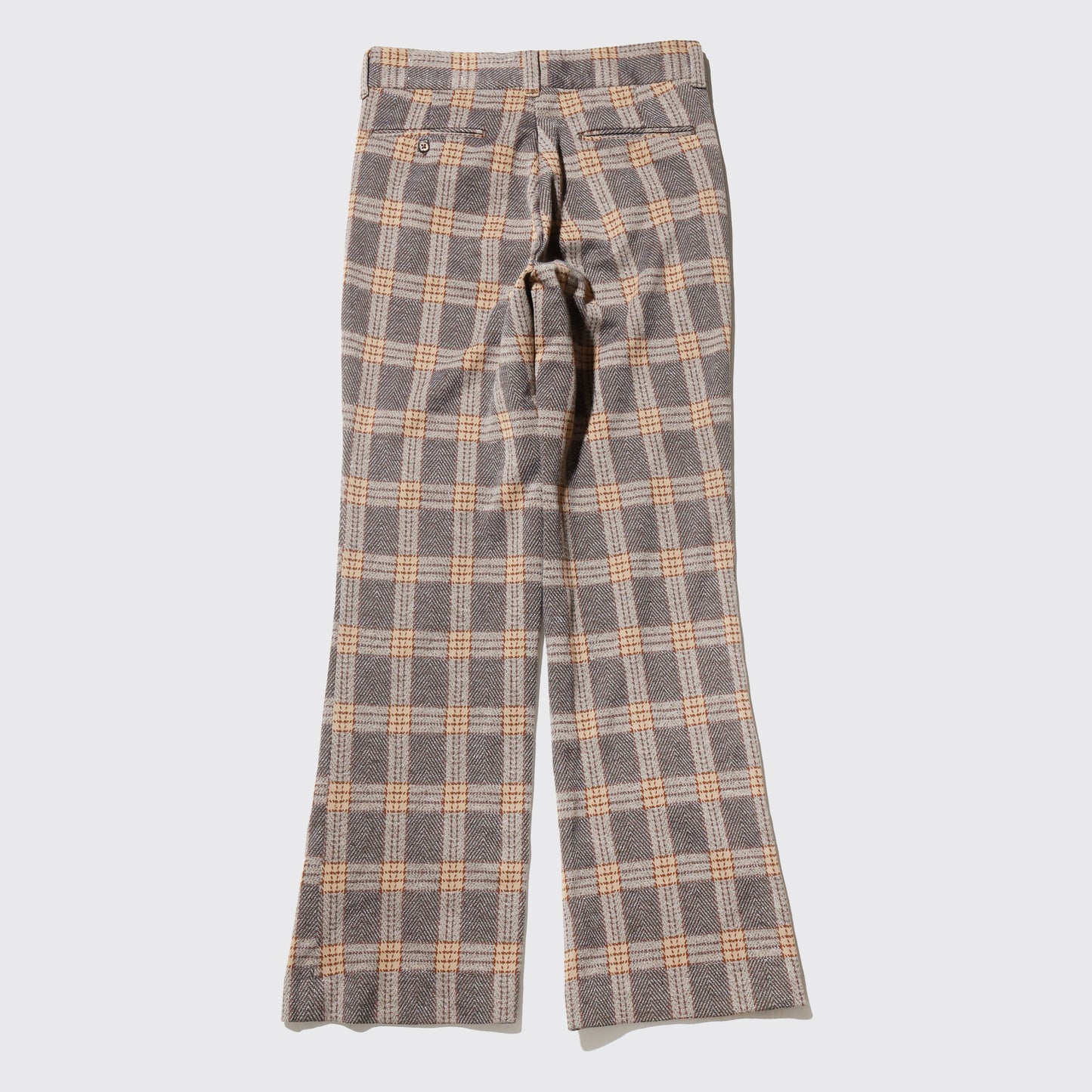vintage 70's check poly flare slacks