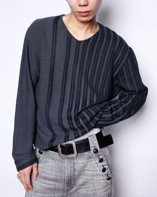 vintage irregular stripe l/s