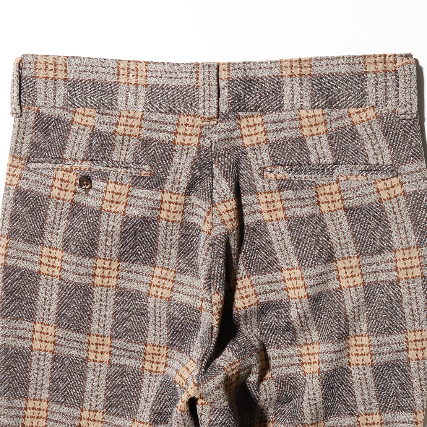 vintage 70's check poly flare slacks