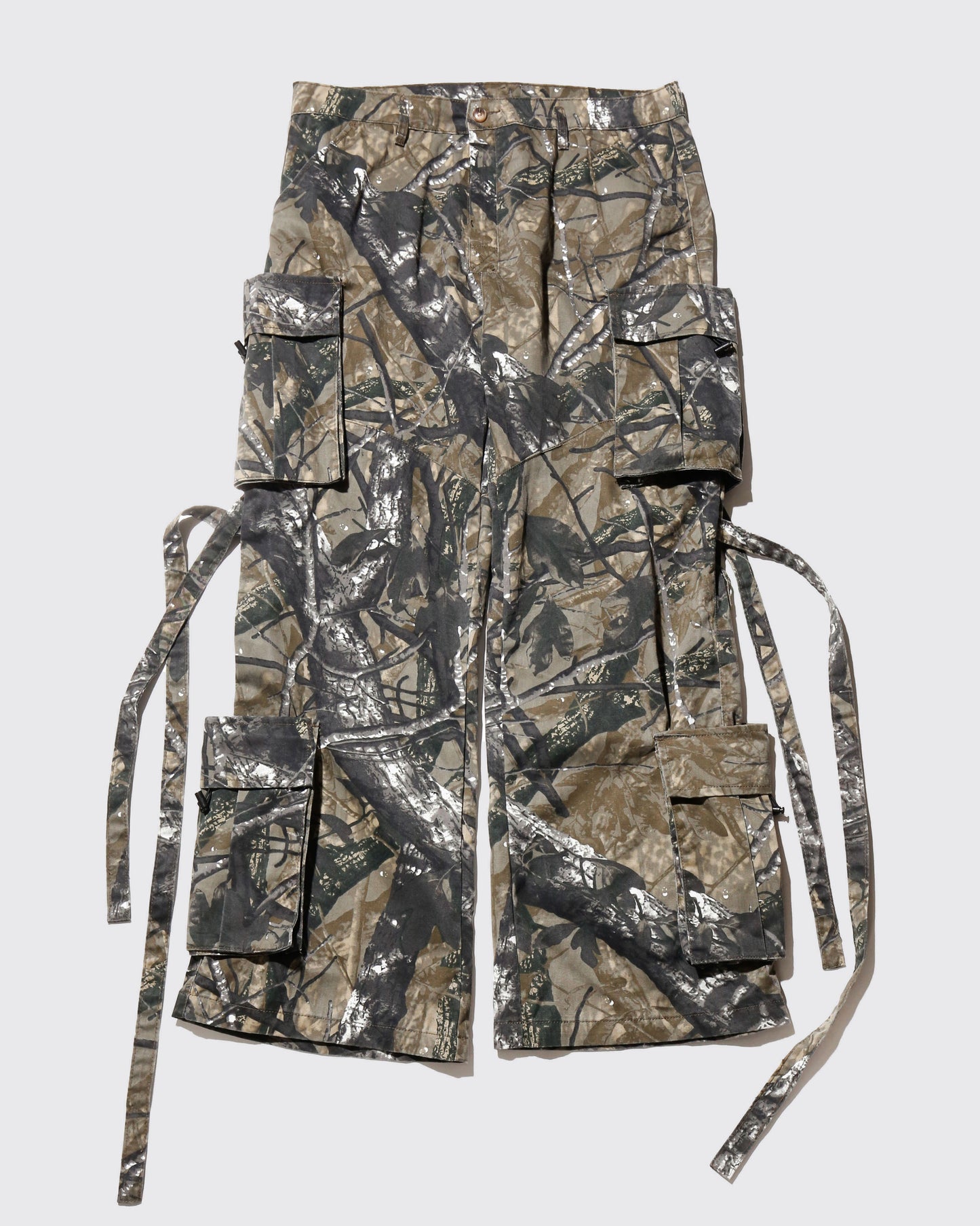 vintage tree camo wide techno trousers