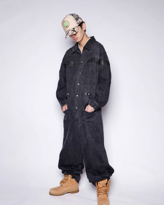 vintage roca wear leather combi jump suit