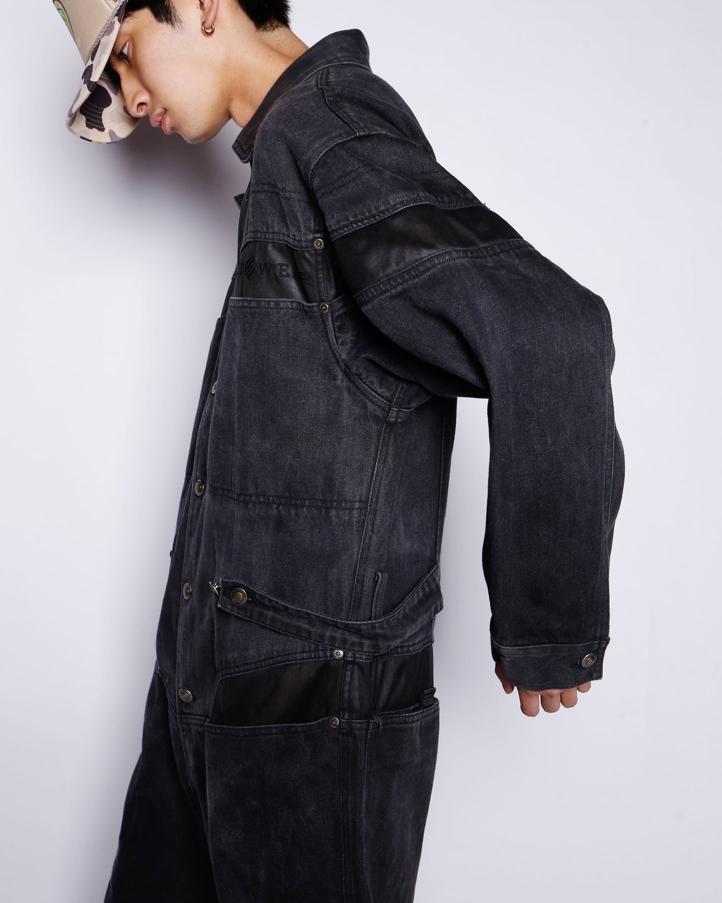 vintage roca wear leather combi jump suit