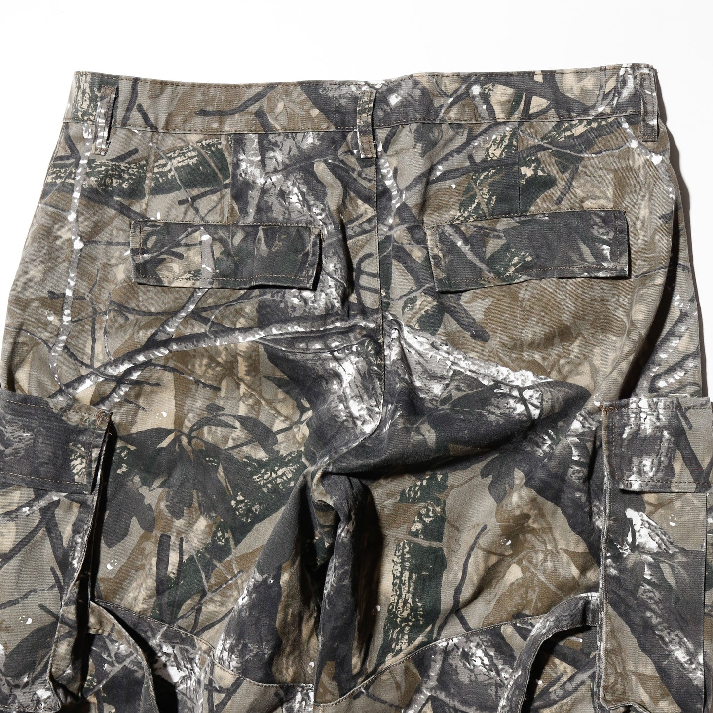 vintage tree camo wide techno trousers