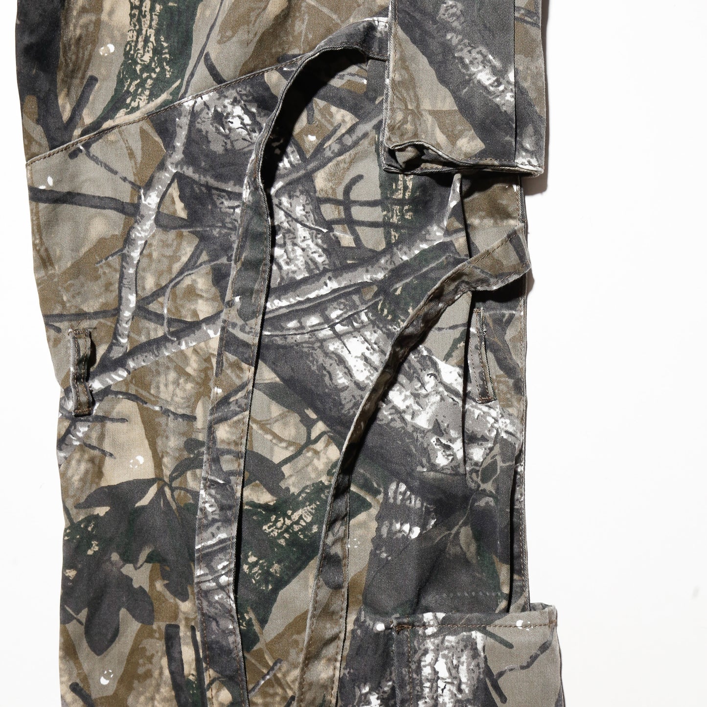 vintage tree camo wide techno trousers