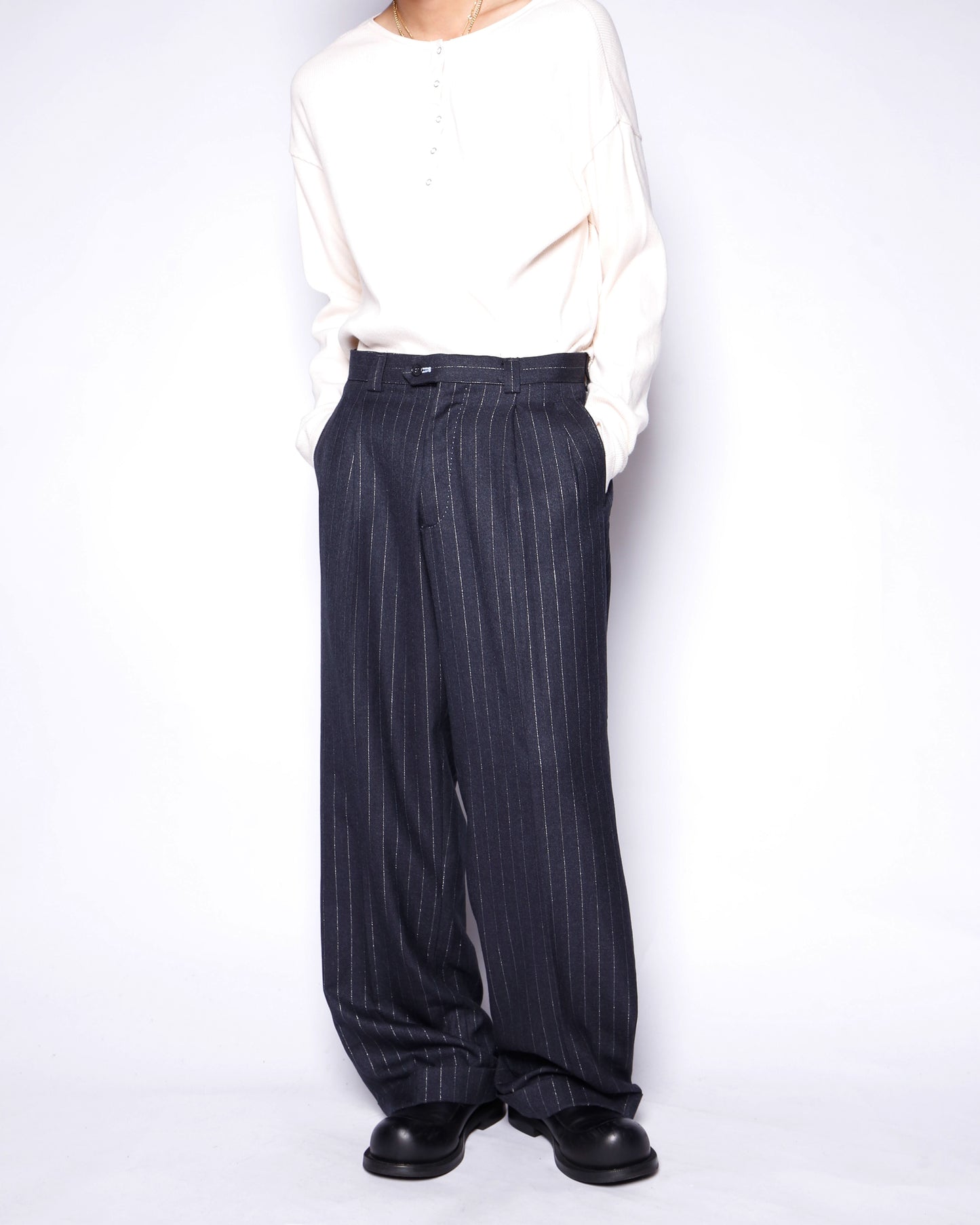 vintage lame stripe wide slacks