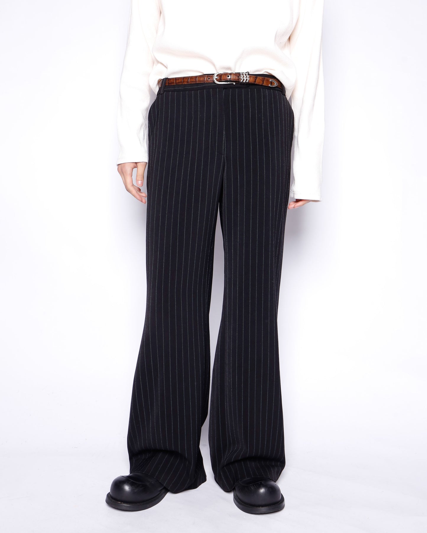 vintage low rise stripe wide slacks