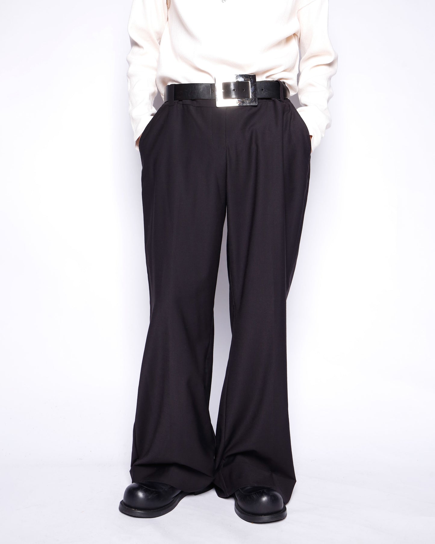 vintage low rise drape wide slacks
