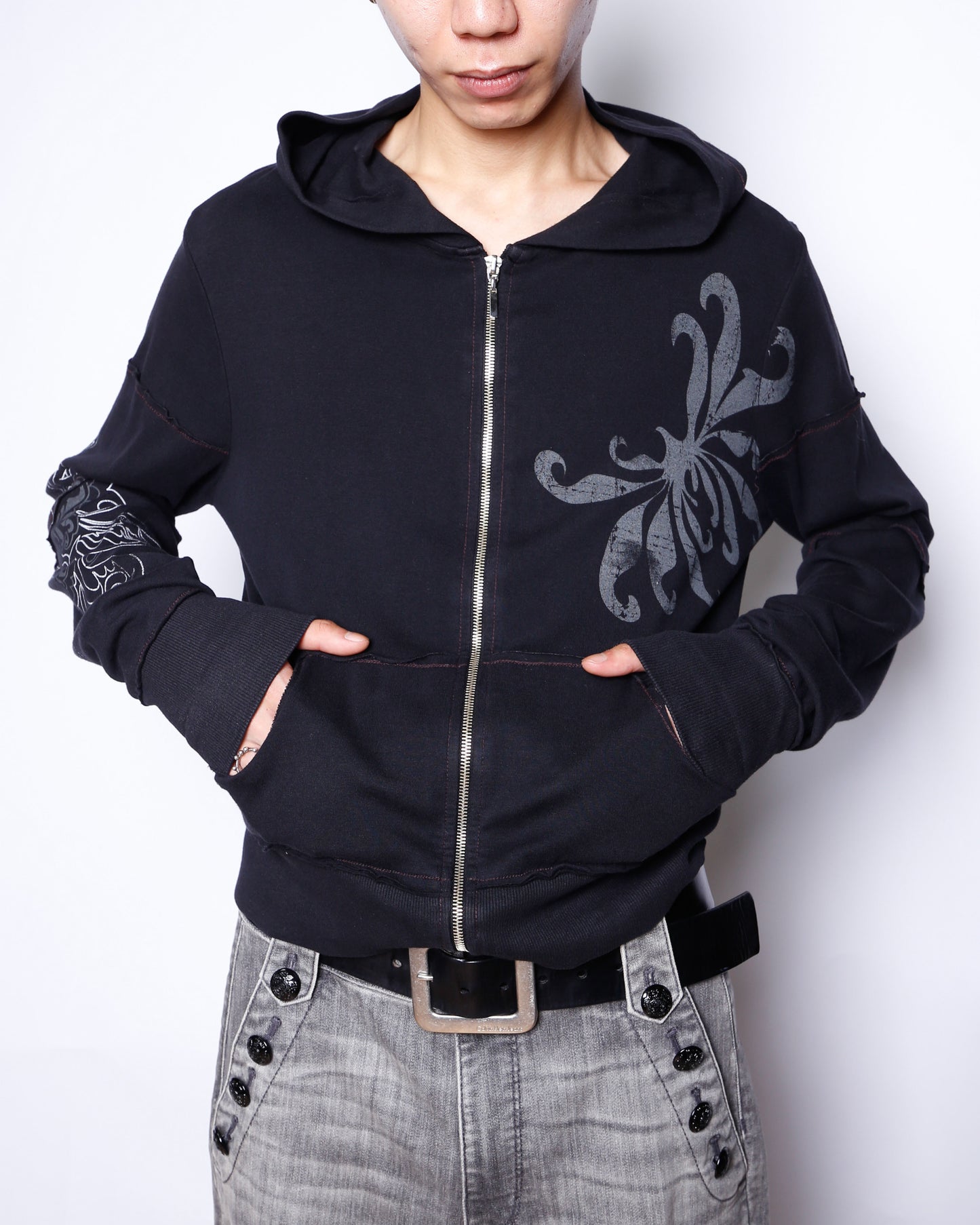 vintage cropped tattoo hoodie