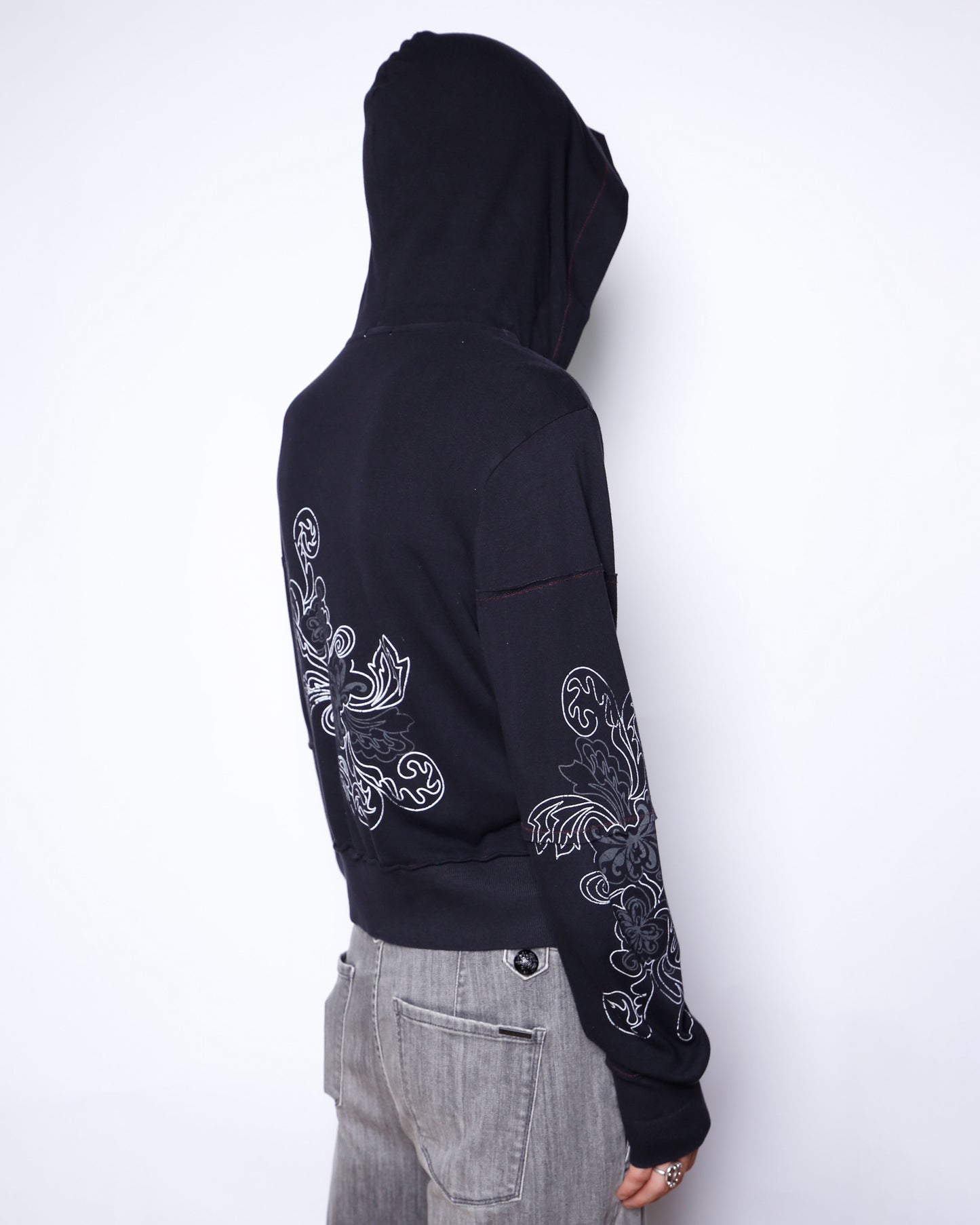vintage cropped tattoo hoodie