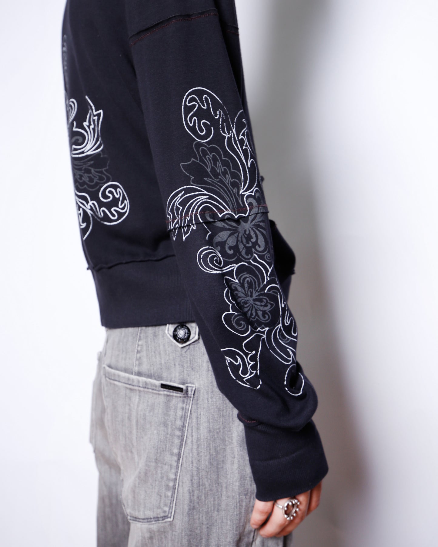 vintage cropped tattoo hoodie