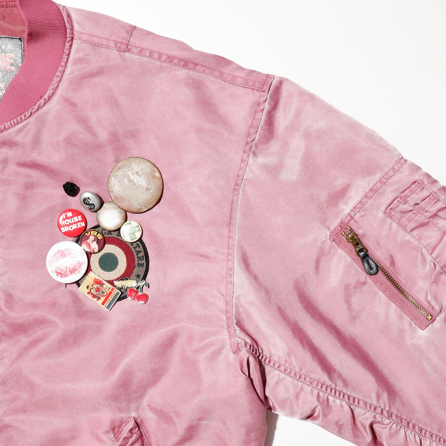 *one-off dust pink bomber jacket