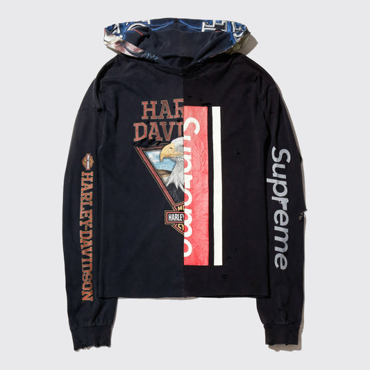 *one-off hybrid hooded cut sew