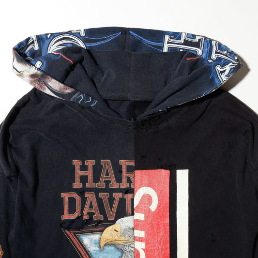*one-off hybrid hooded cut sew